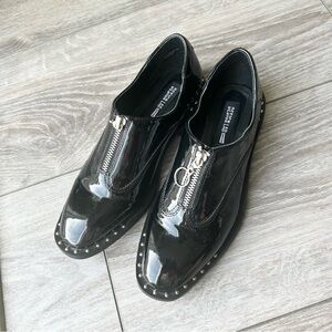 Design Lab Lord & Taylor Remie  Patent Faux Leather Studded Oxford Loafer